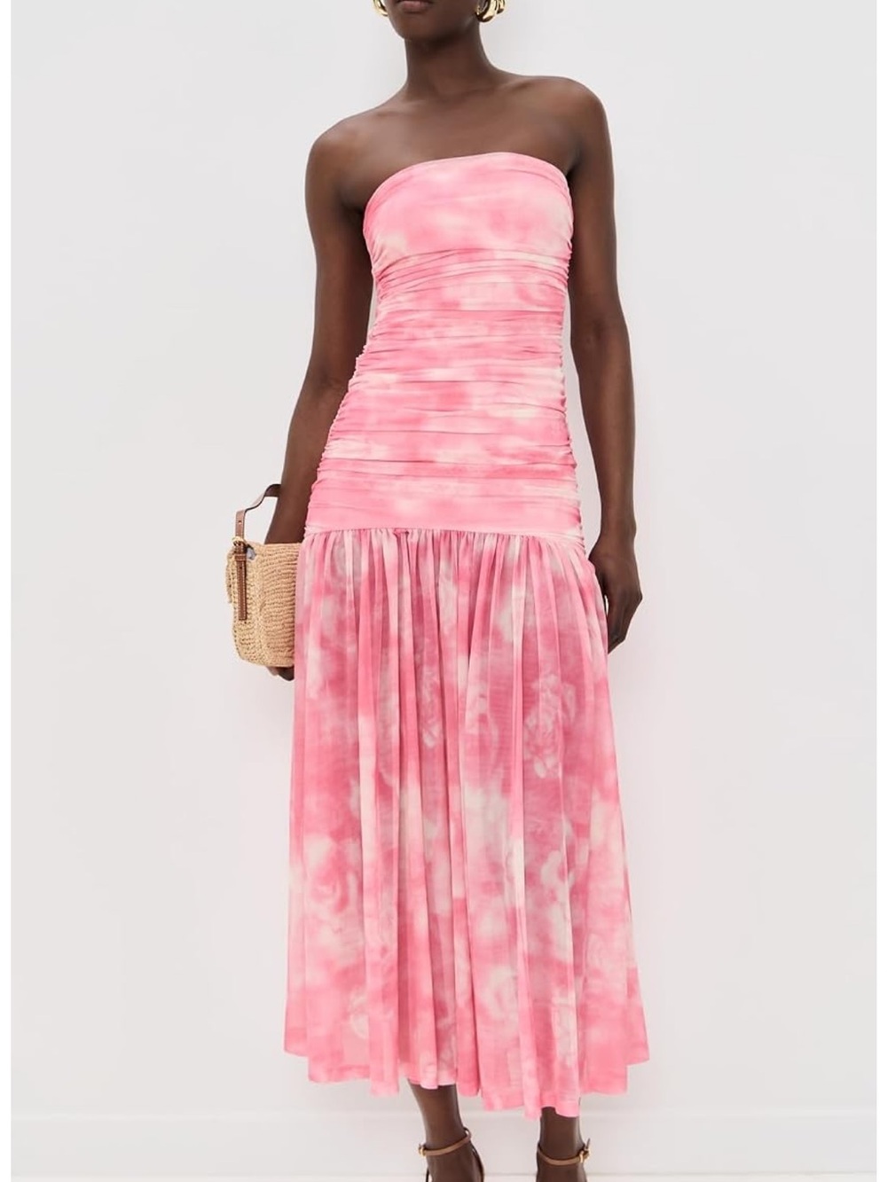 Bardot Strapless Pink Tie-Dye Maxi Dress - Picture 2 of 6